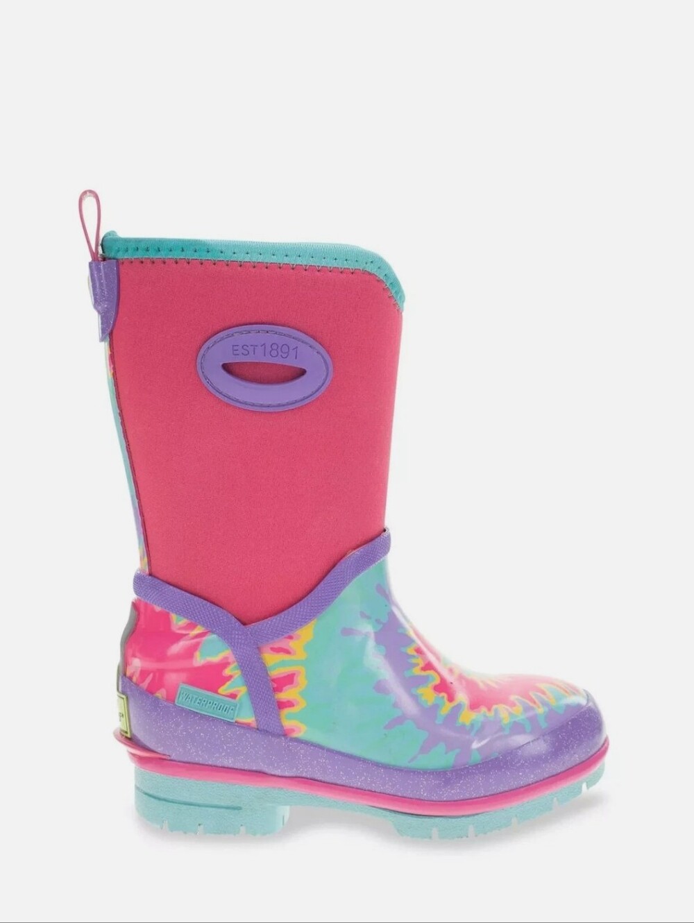 NWT Girl's Western Chief Tie Dye Neoprene Insulated Rain Boots - Pink - Picture 4 of 6